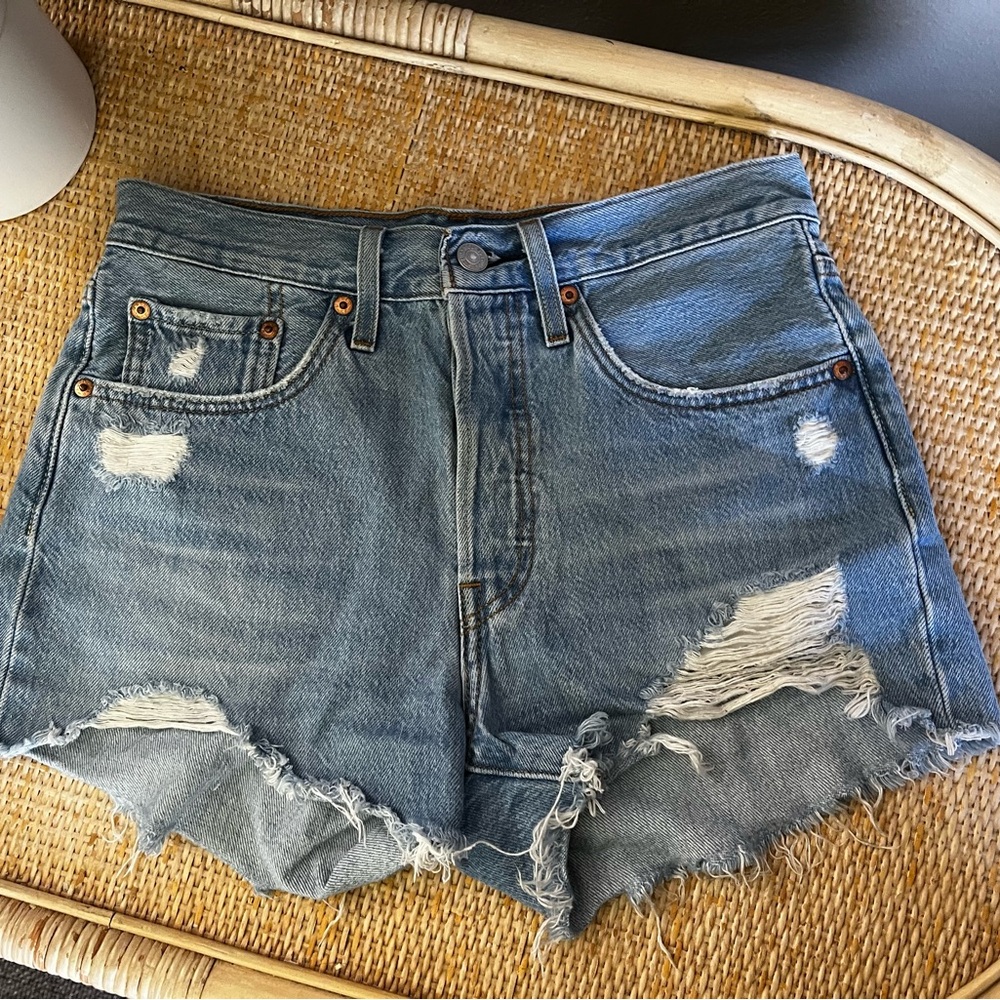 Levi’s 501 High Wasted Festival Distressed Denim Jean Shorts